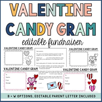 Preview of Valentine Candy Gram- EDITABLE