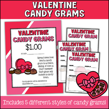 Preview of Valentine Candy Grams, Valentine's Day School Fundraiser- EDITABLE