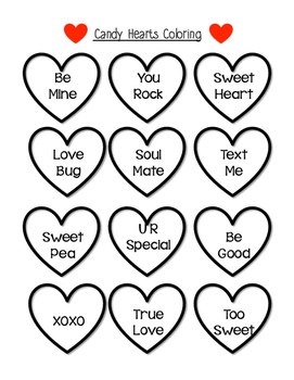 Valentine Candy Hearts Coloring Page By Love What You Teach | Tpt