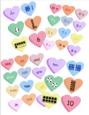 Valentine Candy Hearts Numbers, Letters , Sight words