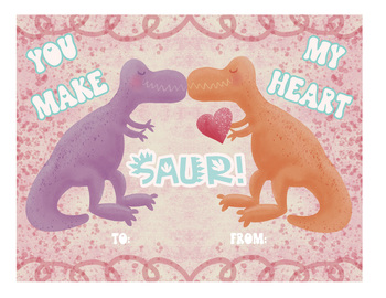 Preview of Dinosaur Valentine’s Day Cards