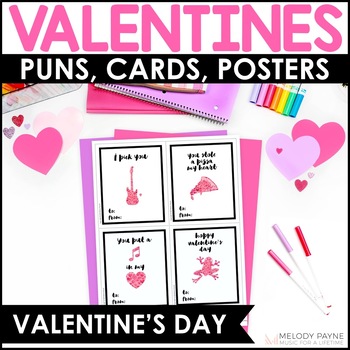 Valentine's Day Cards and Posters with Watercolor Hearts - Puns | TPT