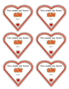 Valentine Cards - You Make My Heart Glow by Heartfelt Teachings | TpT