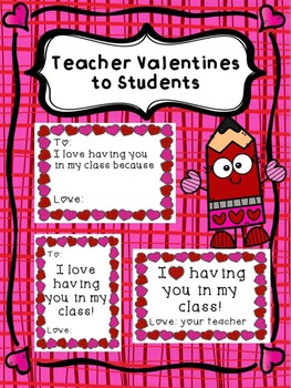 Valentine Cards from Teacher to Students by Laugh While You Learn