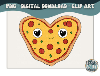 Preview of Valentine Cartoon Heart Pizza PNG Clipart Digital Download 300DPI