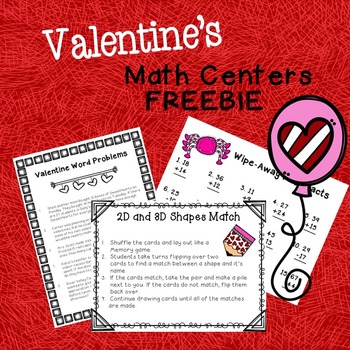 Preview of Valentine Math Centers - Freebie