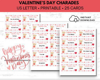 Preview of Valentine Charades or Pictionary Game, Valentine's Day Game