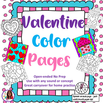 Preview of Valentine Color Pages No Prep with Spinner