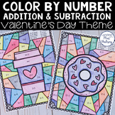 Valentine Color by Number Addition and Subtraction