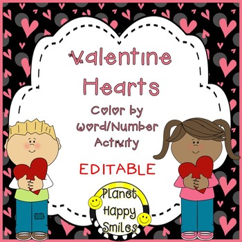 Preview of Valentine Color by Number and Word ~ EDITABLE