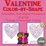 Valentine Color by Shape Articulation and Language Therapy