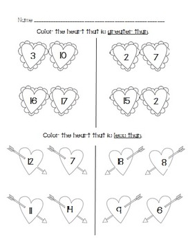 Preview of Valentine Comparing Numebrs