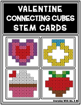 Preview of Valentine's Day Connecting Cubes Holiday Task Card Build It Make It STEM Mats