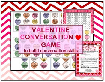 Preview of Valentine Conversation Hearts Game -- pragmatics, conv. skills, ASD, ESL, Speech