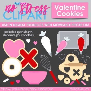 Valentine Cookie Baking Clip Art (Digital Use Ok!) | TpT