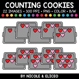 Valentine Heart Cookie Counting Clipart + FREE Blacklines 
