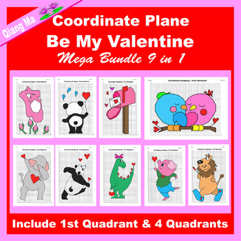 Preview of Valentine Coordinate Plane Graphing Picture: Be My Valentine Mega Bundle 9 in 1