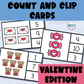 Preview of Valentine Count and Clip Cards