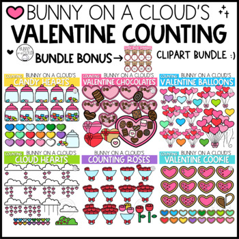 Preview of Valentine Counting Clipart Bundle by Bunny On A Cloud
