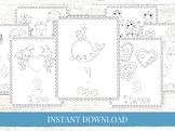 Valentine Counting Coloring Pages Printable - Coloring Pag