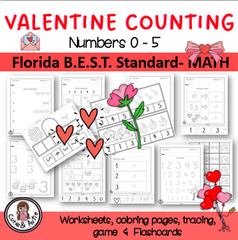 Preview of Valentine Counting numbers 0 to 5 - Florida B.E.S.T. Standard- MATH