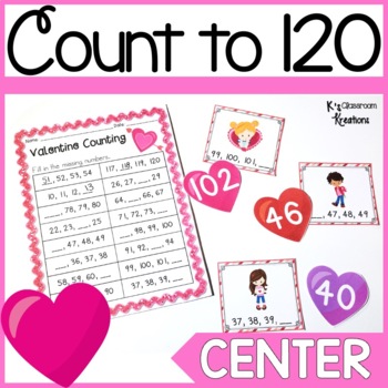 Preview of Valentine Counting to 120 Math Center