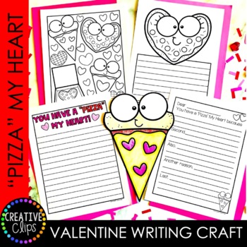 Preview of Valentine Craft: "PIZZA" My Heart Writing  {Made by Creative Clips Clipart}
