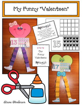 Preview of Valentine Craft Practicing Teen Numbers With 10 Frames