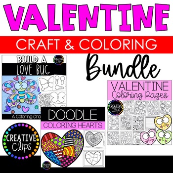 Preview of Valentine Craft and Coloring Bundle {Valentine Coloring Pages}