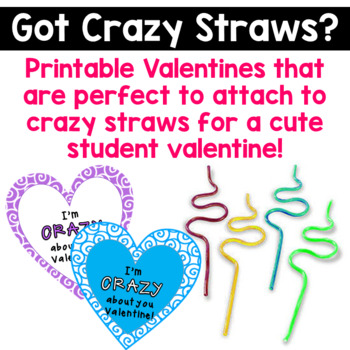 Valentine Crazy Straw Tags - Heart Cards to Celebrate Valentine's Day