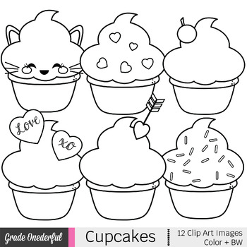 Valentine Cupcakes Clip Art Kawaii Graphics By Grade Onederful