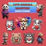 Valentine Cute Animals Clip Art Digital Stickers