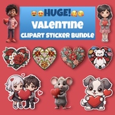 Valentine Cute Clip Art Sticker Bundle - HUGE!