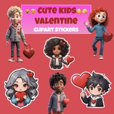 Valentine Cute Kids Clip Art Digital Stickers