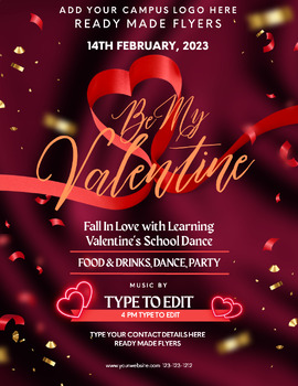 Preview of Valentine Dance Party School Flyers 5 Fully Customize your Flyer Ready to Edit!