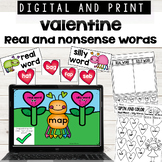 Valentine Day CVC Real and Nonsense Words Digital and Print