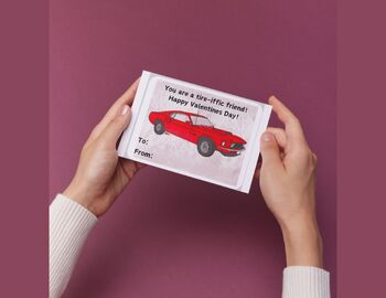 Preview of Valentine Day Cards | Hand Drawn Vintage Car Themed | Perfect Last Min Printable