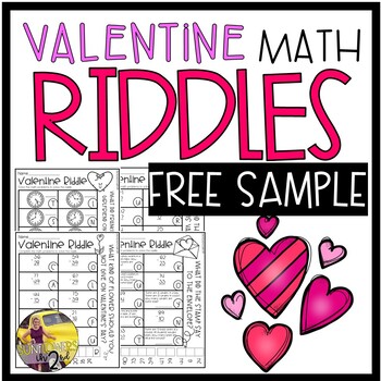 Preview of 2nd and 3rd grade Valentine Math Riddles FREE SAMPLE