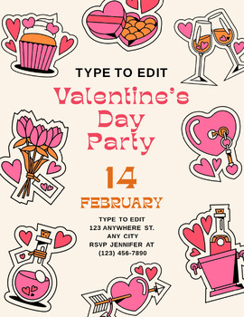 Preview of Valentine Day Party Flyers Flyers (4) Fully Customize your Flyer Ready to Edit!