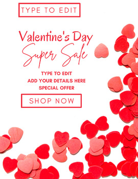 Preview of Valentine Day Party Super Sale (4) Fully Customize your Flyer Ready to Edit!