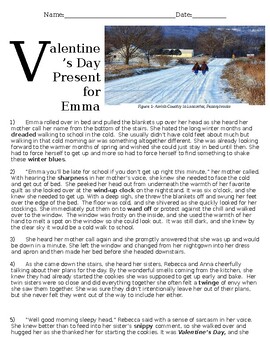 Preview of Valentine' Day Present for Emma Reading Passage with questions