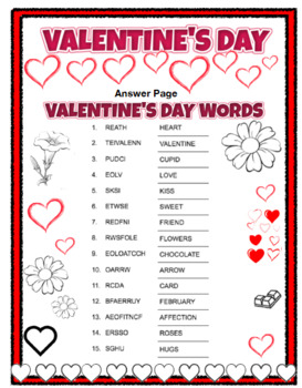 Valentine Day Word Scramble Free Free Free By Geis19 Tpt
