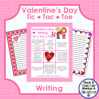 Preview of Writing • Tic Tac Toe Choice Board • Valentine Day