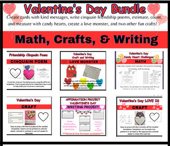 Preview of Valentine Day's Craft, Writing, and Math Bundle