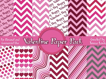Preview of Valentine Digital Paper Pack