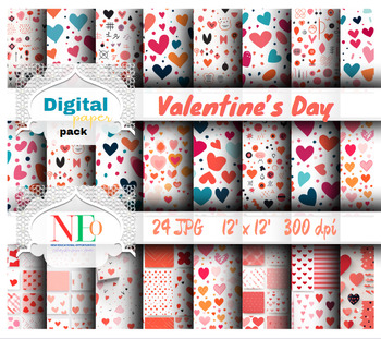 Preview of Valentine Digital Papers for Scrapbooking,hearts wallpaper