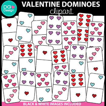 Preview of Valentine Dominoes Clipart | Valentine's Day Clip Art | Valentine Games Clipart