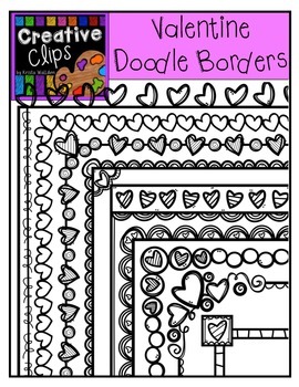 Preview of Valentine Clipart Doodle Borders {Creative Clips Clipart}