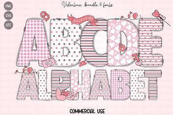 Preview of Valentine Doodle Alphabet,Valentine's Day Math Craft,Valentine Word Problem