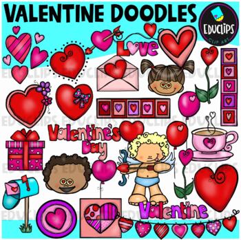 Preview of Valentine Doodles Clip Art Set {Educlips Clipart}